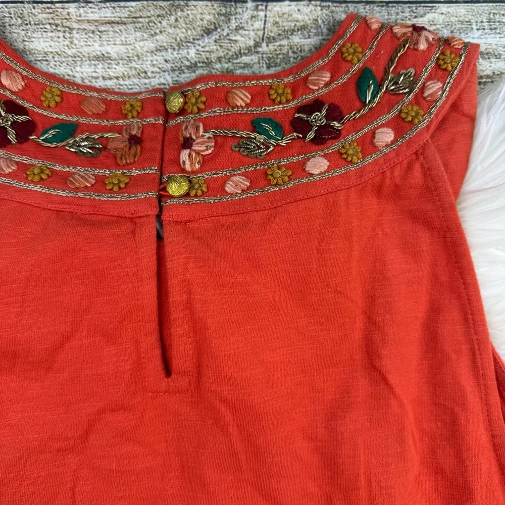 SOFT SURROUNDINGS LIDAH DRESS FLORAL EMBROIDERED FIERY ORANGE - Picture 10 of 10